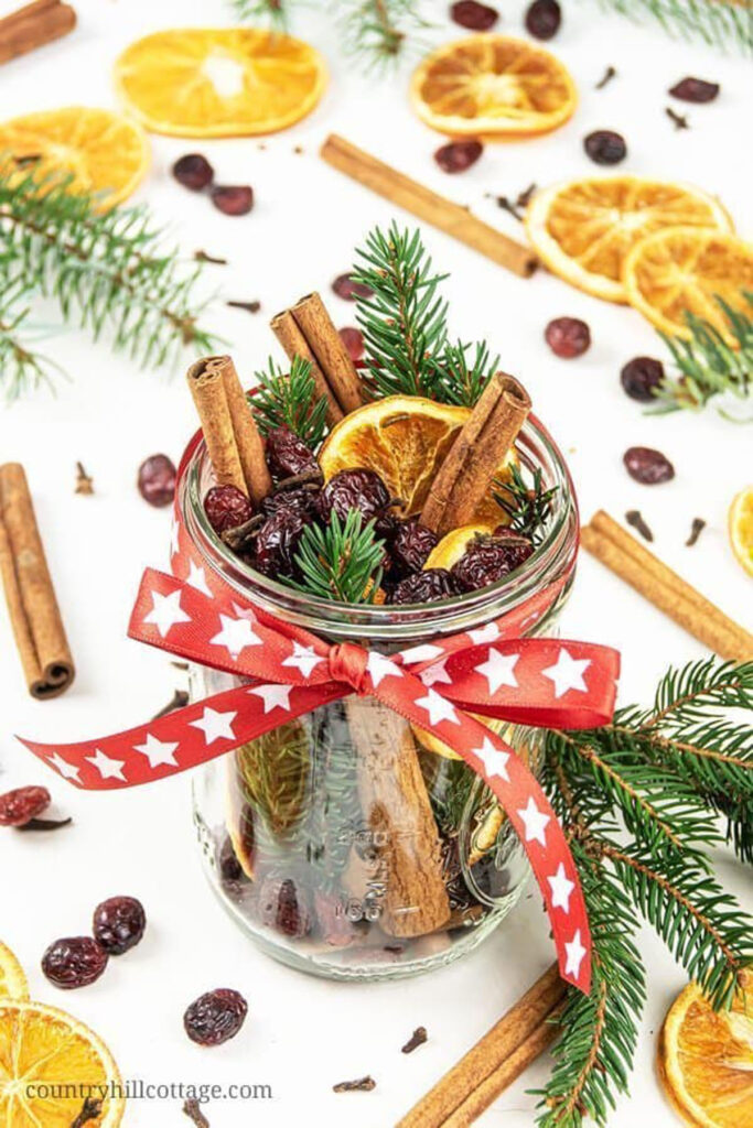 Christmas potpourri gift ideas with dried orange slices