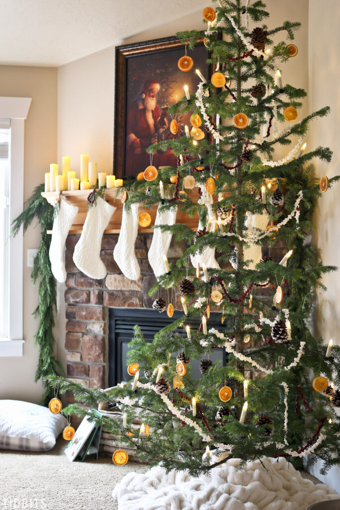 Christmas tree decorated with dried citrus slices