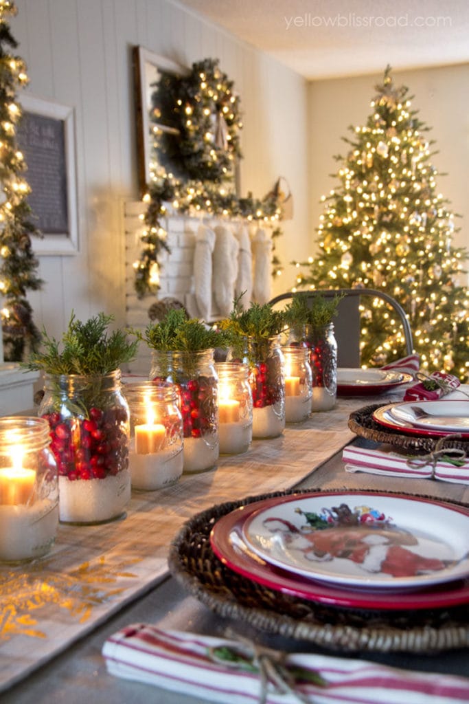 Mason jar Christmas table setting ideas