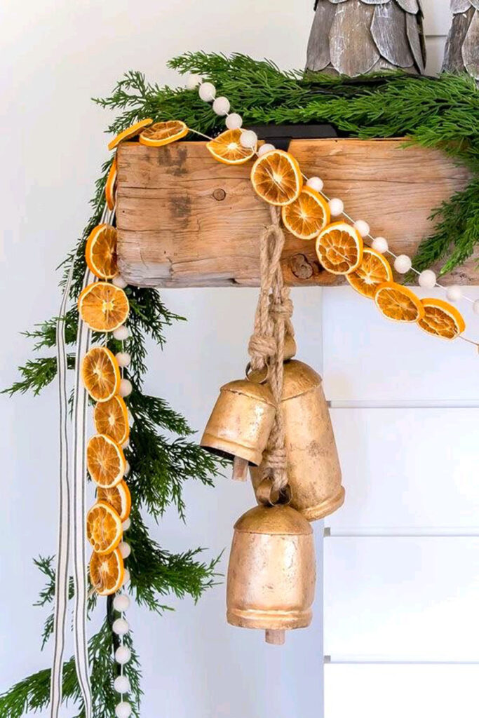 Citrus Orange garland decorations for Fireplace mantel 