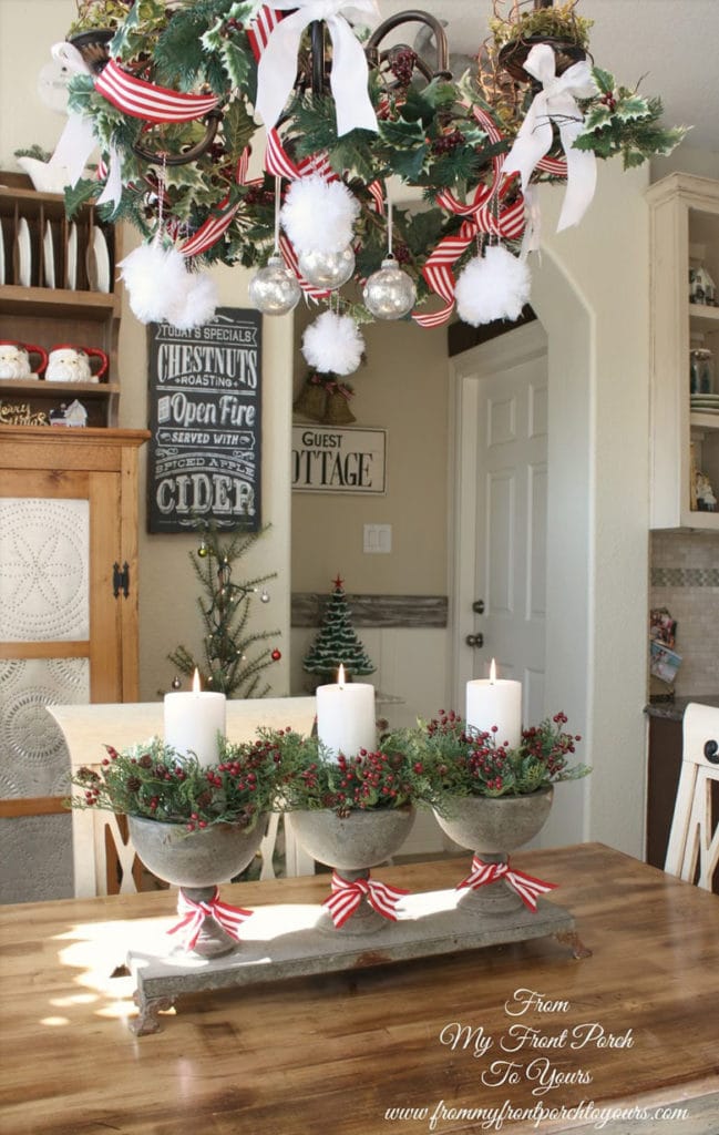 Create stylish Thanksgiving and Christmas table centerpieces using small urns. 