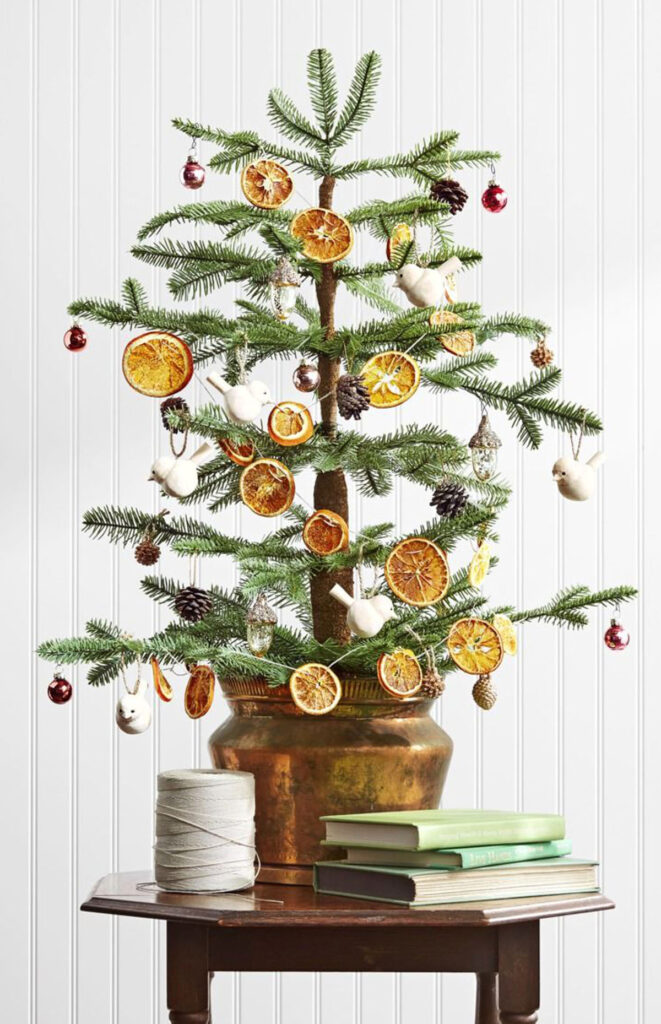 Christmas tree with dried orange garland