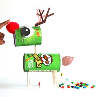 Turn a Pringles can into a magical CANDY-POOPING Reindeer or a fun Christmas decoration! Free template included. This holiday is going to be epic sweet! - apieceofrainbow.com