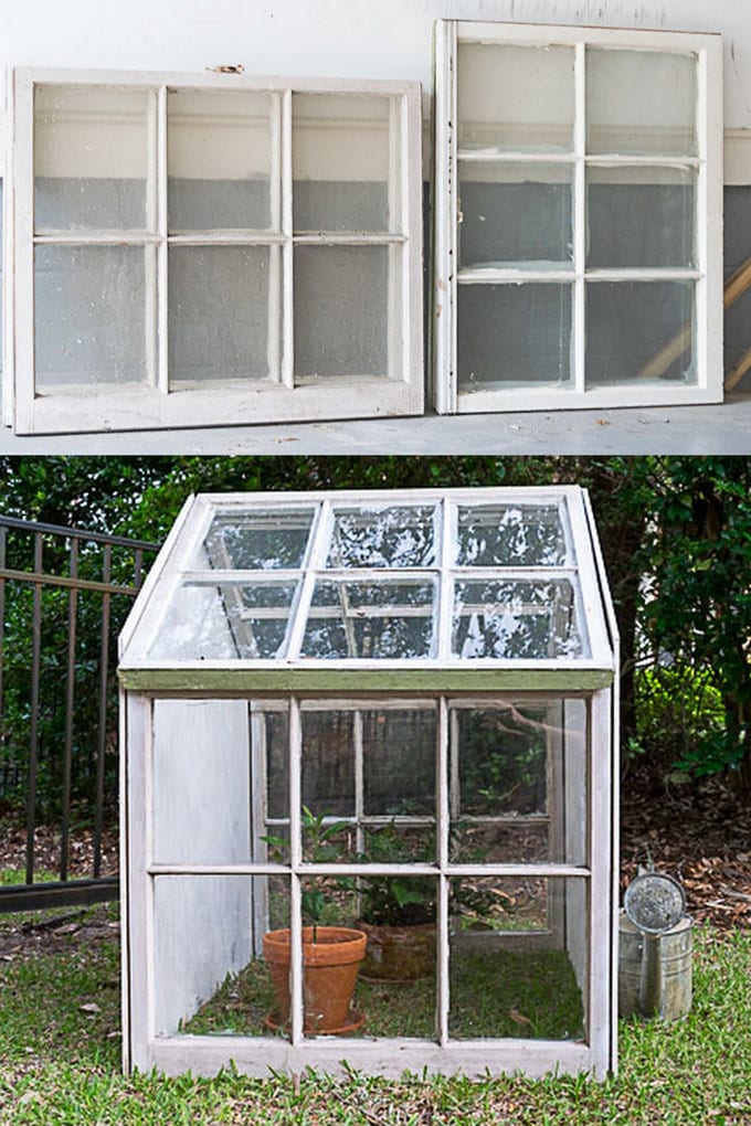farmhouse DIY Greenhouses using old windows 