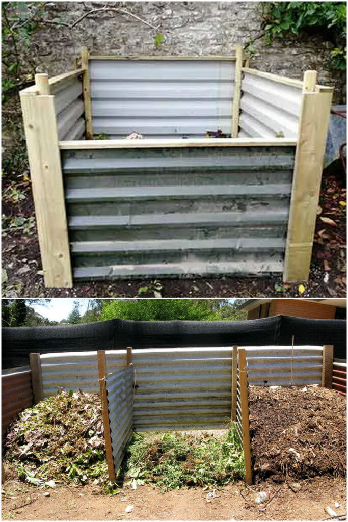 DIY galvanized metal compost bins