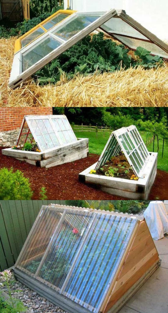 Easy A-frame DIY greenhouses using repurposed windows
