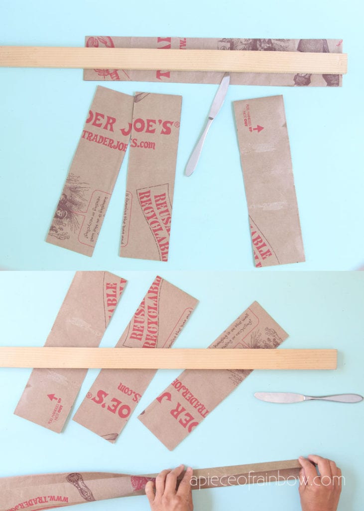 score paper strips using a butter knife and straight edge