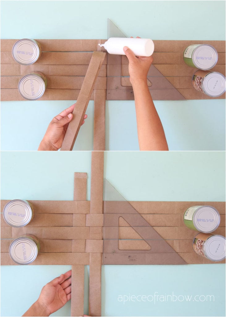 weave base of  paper basket, check square