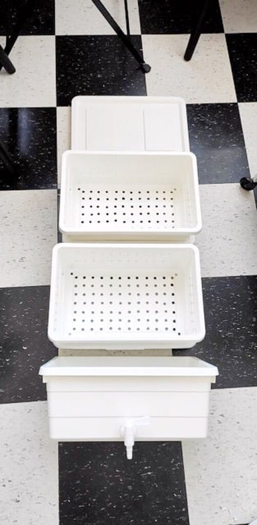 IKEA hack DIY worm bins in white color