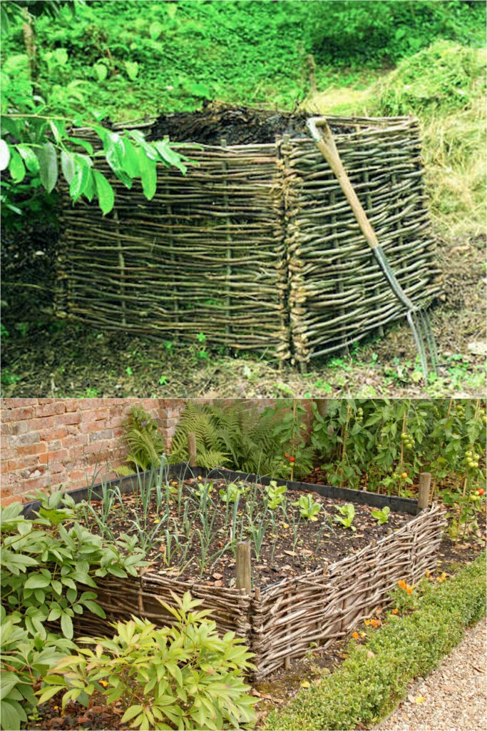 Wattle fence compost screen ideas