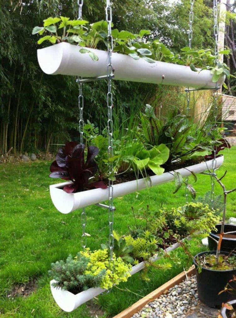 hanging rain gutter planters