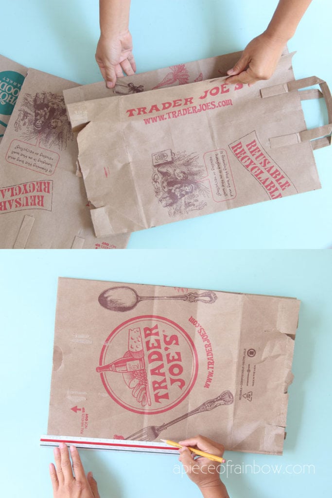 Measure along the paper bag to cut strips