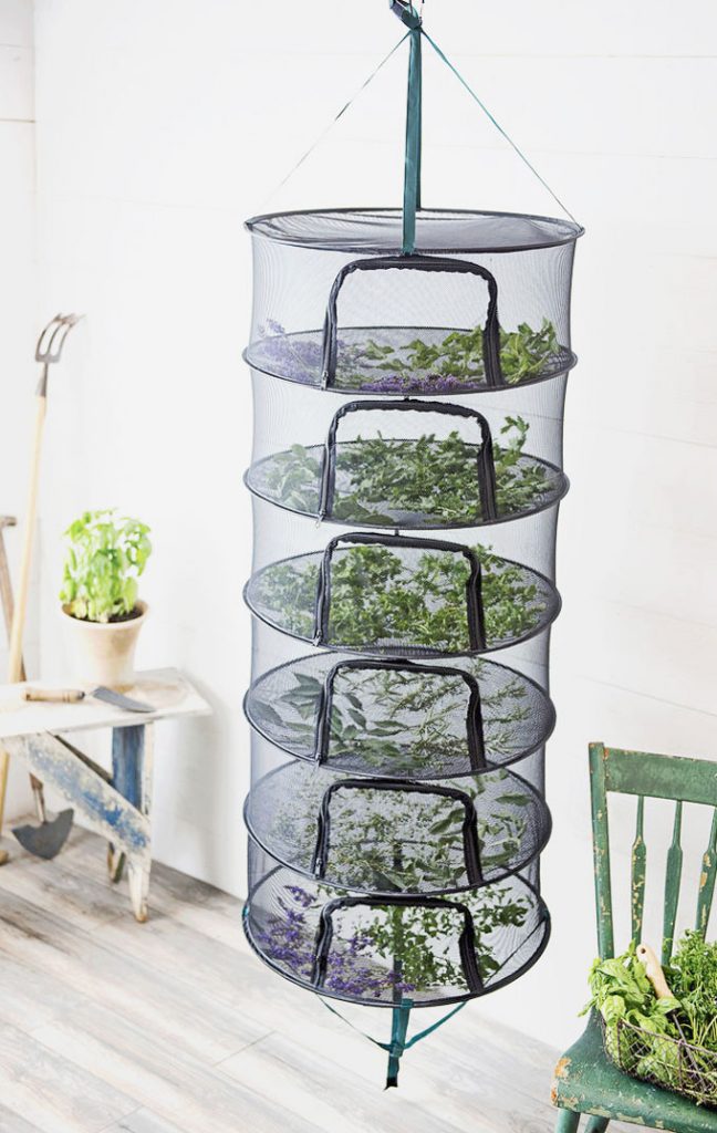 hanging herb drying rack with zippers
